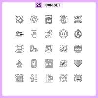 Modern Set of 25 Lines Pictograph of cap eye box bottle treasure Editable Vector Design Elements