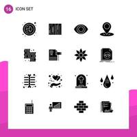 Modern Set of 16 Solid Glyphs and symbols such as farm beef texture animal location Editable Vector Design Elements