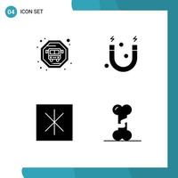 4 User Interface Solid Glyph Pack of modern Signs and Symbols of bus broken magnet icebox human Editable Vector Design Elements