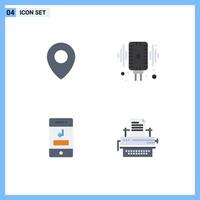 4 Universal Flat Icon Signs Symbols of location call microphone audio phone Editable Vector Design Elements