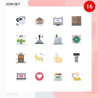 Pictogram Set of 16 Simple Flat Colors of interior decor smart closet screen Editable Pack of Creative Vector Design Elements