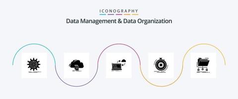 Data Management And Data Organization Glyph 5 Icon Pack Including performance. action. file. arrows. data vector