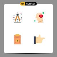 Group of 4 Flat Icons Signs and Symbols for architect lotus measure harmony business Editable Vector Design Elements