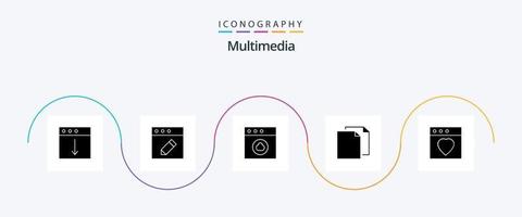 Multimedia Glyph 5 Icon Pack Including . favorite. cloud. app. duplicate vector