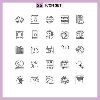 paquete de 25 líneas creativas de elementos de diseño vectorial editables de dieta de cintura de reputación de certificado legal vector