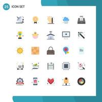 Group of 25 Modern Flat Colors Set for mailbox inbox education weather cloud Editable Vector Design Elements