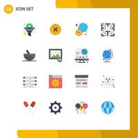 Group of 16 Modern Flat Colors Set for bowl play cancel game maze Editable Pack of Creative Vector Design Elements