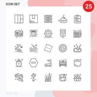 25 Universal Line Signs Symbols of paper report server submarine files Editable Vector Design Elements