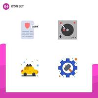 Set of 4 Commercial Flat Icons pack for controller taxi project party rent Editable Vector Design Elements