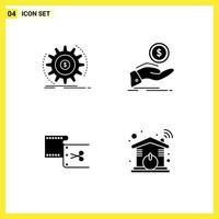 Pictogram Set of 4 Simple Solid Glyphs of finance loan making cash out cut Editable Vector Design Elements