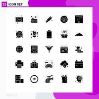 Solid Glyph Pack of 25 Universal Symbols of user finance remover business tire Editable Vector Design Elements