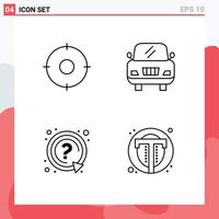 Pack of 4 Modern Filledline Flat Colors Signs and Symbols for Web Print Media such as circle support target ask photo Editable Vector Design Elements