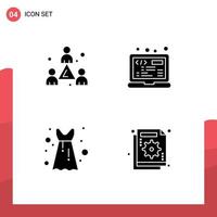 User Interface Pack of Basic Solid Glyphs of colleague frock team programming analysis Editable Vector Design Elements