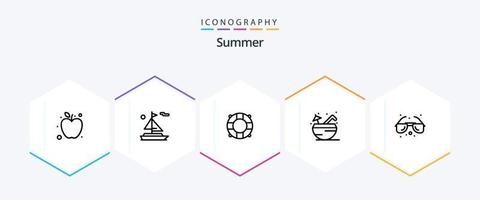 paquete de iconos de 25 líneas de verano que incluye . mar. verano. anteojos. verano vector