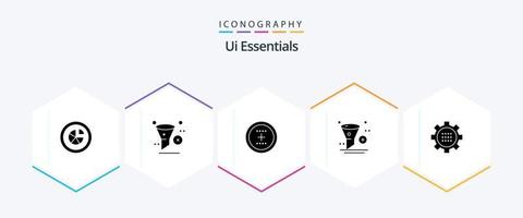 Ui Essentials 25 Glyph icon pack including application. add. remove. round. interface vector