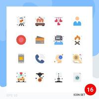 Group of 16 Modern Flat Colors Set for creditcard action heart user administrator Editable Pack of Creative Vector Design Elements