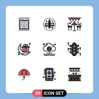 Universal Icon Symbols Group of 9 Modern Filledline Flat Colors of cloud festival celebration celebration party Editable Vector Design Elements