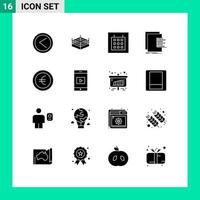 16 Universal Solid Glyph Signs Symbols of sign coin layout valuation graph Editable Vector Design Elements