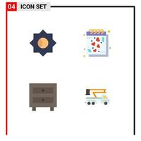 Modern Set of 4 Flat Icons and symbols such as basic drawer date notes school Editable Vector Design Elements