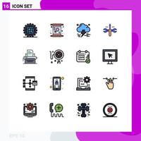 conjunto de 16 iconos de interfaz de usuario modernos signos de símbolos para herramientas informáticas invitan a la tormenta de nubes elementos de diseño de vectores creativos editables