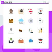 User Interface Pack of 16 Basic Flat Colors of smart house home networking house home automation egg Editable Pack of Creative Vector Design Elements