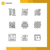 9 iconos creativos signos y símbolos modernos del sitio web de la torta fallan seo elementos de diseño vectorial editables incorrectos vector