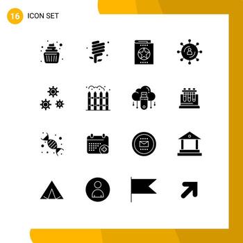 Set of 16 Vector Solid Glyphs on Grid for network marketing green internet knowledge Editable Vector Design Elements