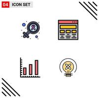 Universal Icon Symbols Group of 4 Modern Filledline Flat Colors of female marketing cancer day graphic design stats Editable Vector Design Elements