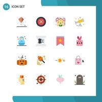 Set of 16 Commercial Flat Colors pack for child telescope wireframe space real Editable Pack of Creative Vector Design Elements