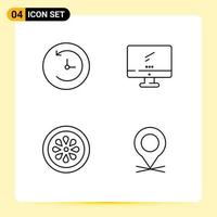 Pack of 4 Modern Filledline Flat Colors Signs and Symbols for Web Print Media such as backup eat computer imac lemon Editable Vector Design Elements