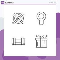 Mobile Interface Line Set of 4 Pictograms of circle tools organic air box Editable Vector Design Elements