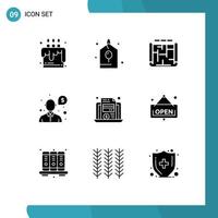 9 Thematic Vector Solid Glyphs and Editable Symbols of economy support architecture question help Editable Vector Design Elements