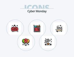 Cyber Monday Line Filled Icon Pack 5 Icon Design. time. sale. monday. rating. sale vector