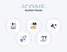 Auction Flat Icon Pack 5 Icon Design. label. bid. law. checked. gavel vector