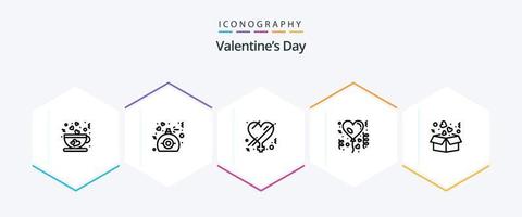 Valentines Day 25 Line icon pack including delivery. celebration. female. love. affection vector