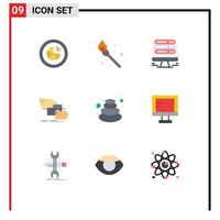 Set of 9 Modern UI Icons Symbols Signs for hot move monitor management folder Editable Vector Design Elements