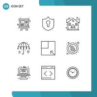 9 Thematic Vector Outlines and Editable Symbols of view layout lock umbrella gras Editable Vector Design Elements