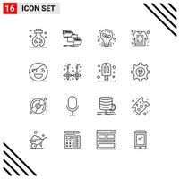 Modern Set of 16 Outlines and symbols such as halloween shirt copy printing tips Editable Vector Design Elements