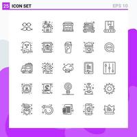 Pictogram Set of 25 Simple Lines of bulldozer books fund bookcase shopping Editable Vector Design Elements