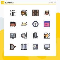 Modern Set of 16 Flat Color Filled Lines and symbols such as tools graphic closet design wardrobe Editable Creative Vector Design Elements