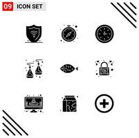 9 Solid Glyph concept for Websites Mobile and Apps easter fish device jewelry earrings Editable Vector Design Elements