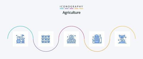 Agriculture Blue 5 Icon Pack Including garden. agriculture. agriculture. silo. container vector