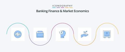 paquete de iconos azul 5 de finanzas bancarias y economía de mercado que incluye crecimiento. perfil. dinero. empleado. avatar vector