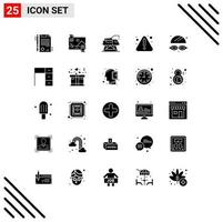 Group of 25 Modern Solid Glyphs Set for park goggles construction warning error Editable Vector Design Elements