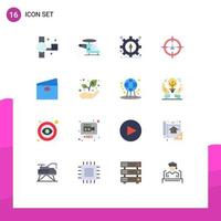 16 User Interface Flat Color Pack of modern Signs and Symbols of strategy people ambulance management power Editable Pack of Creative Vector Design Elements