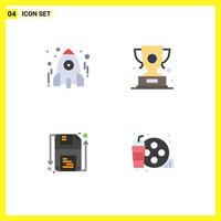 Pack of 4 creative Flat Icons of education winner school award guarder Editable Vector Design Elements