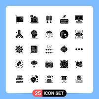 Set of 25 Modern UI Icons Symbols Signs for monitor type meeting keyboard decoration Editable Vector Design Elements