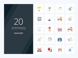 20 Home Stuff Flat Color icon for presentation vector