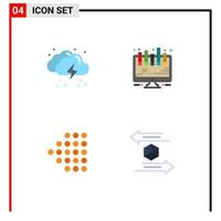 4 User Interface Flat Icon Pack of modern Signs and Symbols of cloud left weather board box Editable Vector Design Elements