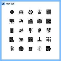 Pack of 25 creative Solid Glyphs of internet web protect browser badge Editable Vector Design Elements